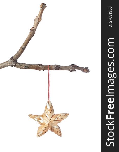 Decorative Star On A Branch For Christmas.