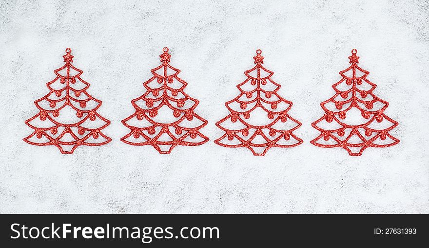 Four Decorative Christmas Tree Closeup.