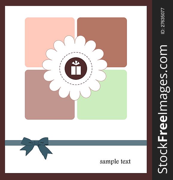 Vector illustration of a card with flower and a gift in it. Vector illustration of a card with flower and a gift in it