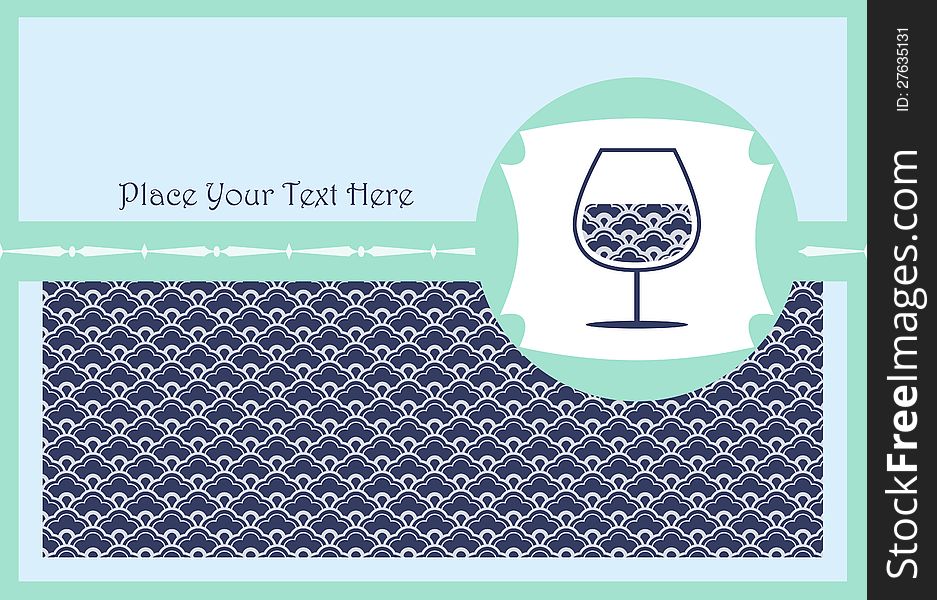 Vector illustration of a card with a glass of wine
