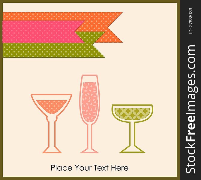 Vector illustration of a card with a glasses of wine. Vector illustration of a card with a glasses of wine