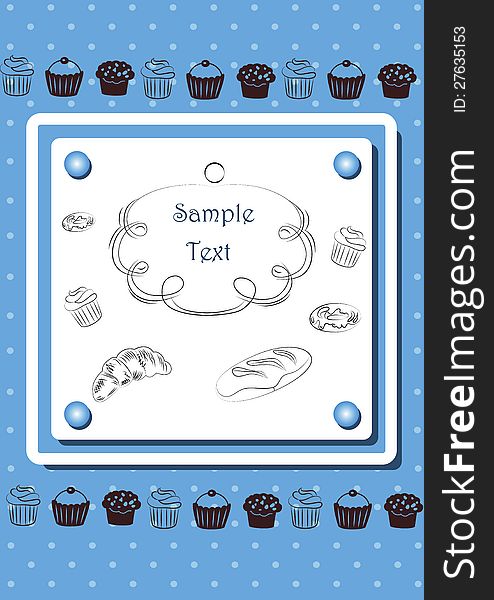 Vector illustration of a card with buns and rolls. Vector illustration of a card with buns and rolls