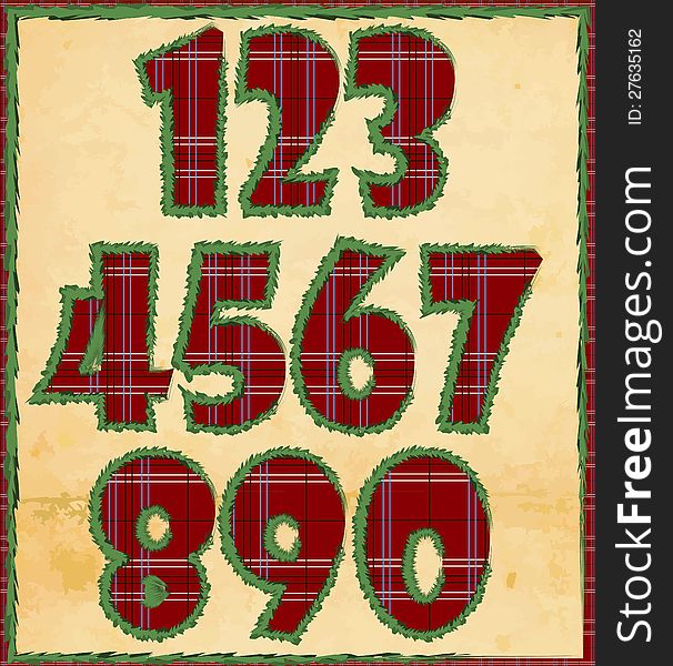 Vector illustration of Christmas numerals with pattern. Vector illustration of Christmas numerals with pattern