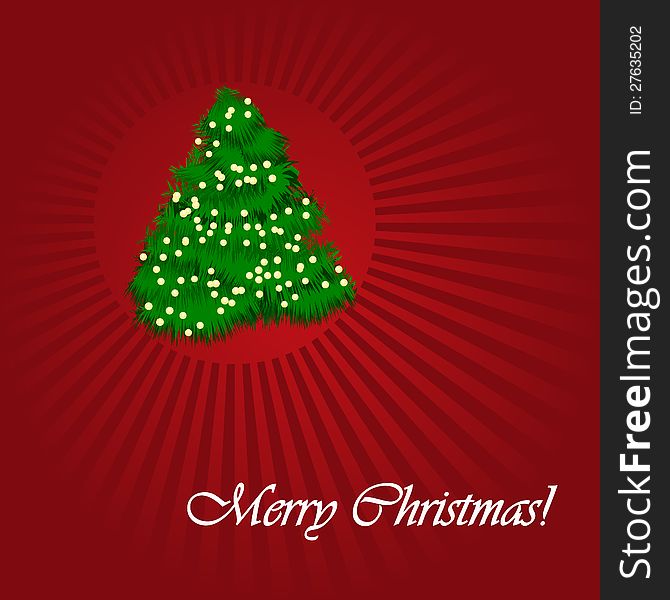 Vector illustration of a Christmas tree on red background. Vector illustration of a Christmas tree on red background