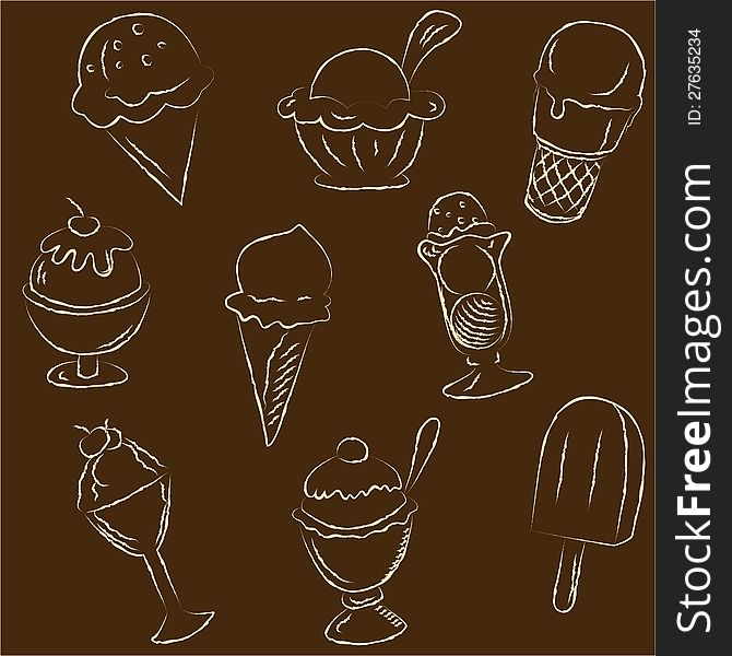 Set Of Ice Creams Sketches