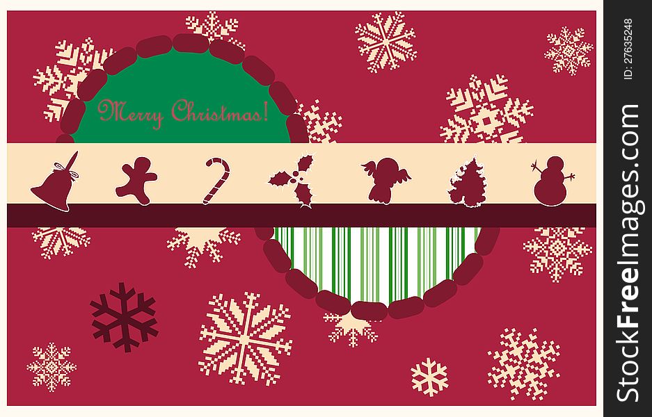 Vector illustration of a card with Christmas objects. Vector illustration of a card with Christmas objects