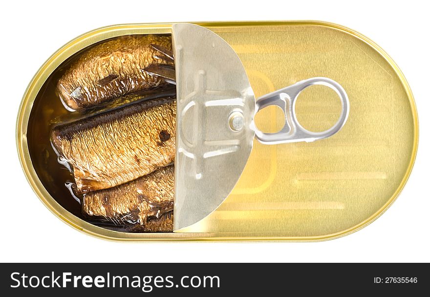 Canned sardines sea  on white background. Canned sardines sea  on white background