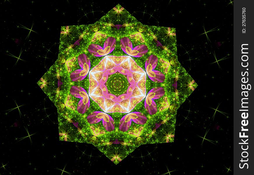 Christmas ornament or chakra symbol, digital fractal artwork