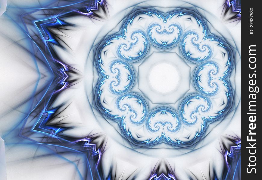 Electric current wheel, mandala shape, digital fractal artwork