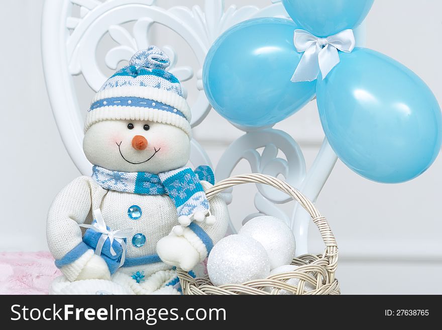 Blue snowman decoration for New Year