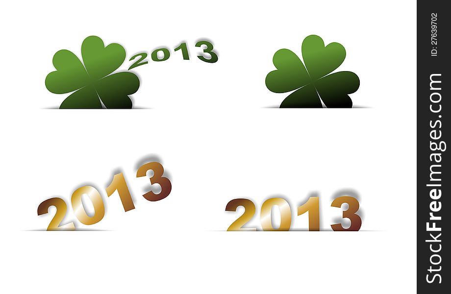 New Year symbols and clover year 2013