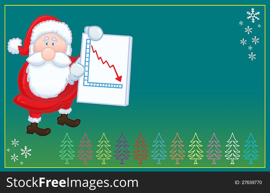 Santa Claus isolated showing a negative christmas chart. Santa Claus isolated showing a negative christmas chart