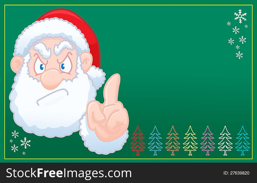 Santa Claus isolated that says no with his hand christmas card. Santa Claus isolated that says no with his hand christmas card