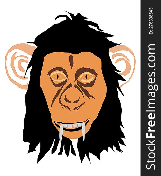 ferocious fanged monkey  Suitable for screen printing, logos etc