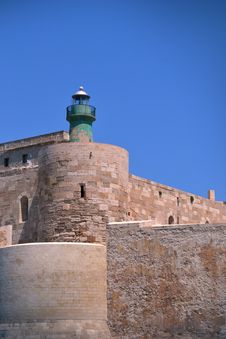 Lighthouse On Cape Of The Ortigia Island Royalty Free Stock Photo Lighthouse On Cape Of The Ortigia Island Royalty Free Stock Photo