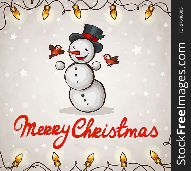 Snowman greeting card Merry Christmas