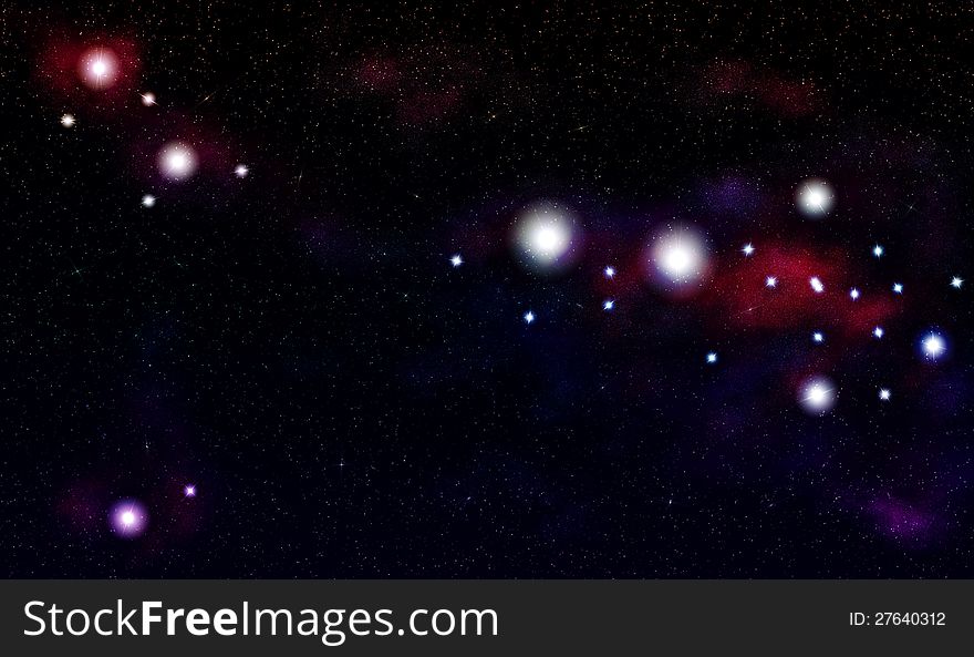 Abstract illustration of rich star forming nebula of red and purple colors. Abstract illustration of rich star forming nebula of red and purple colors.