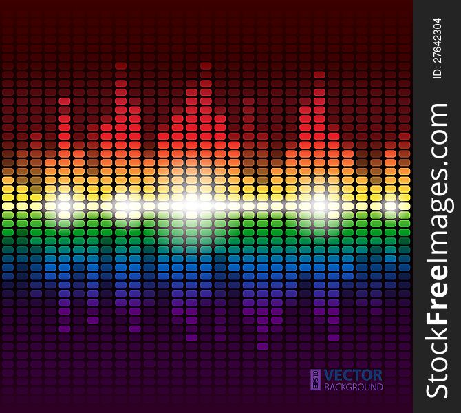 Rainbow shining digital equalizer background with flares. Rainbow shining digital equalizer background with flares