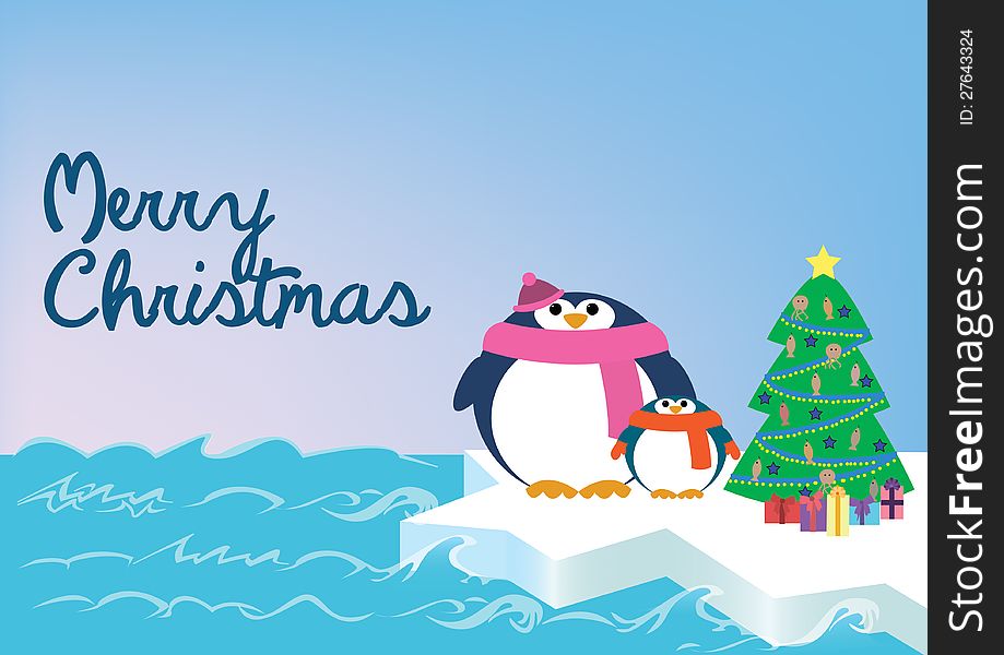 Merry Christmas With Penguins