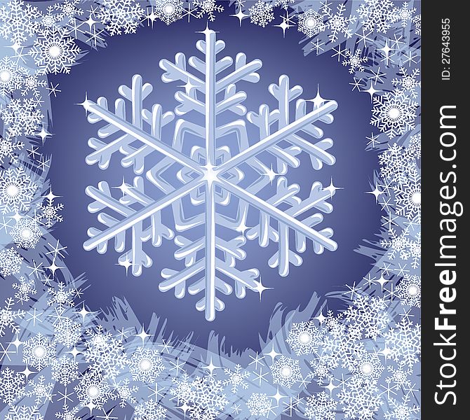 Christmas frozen background with snowflakes. Vector illustration