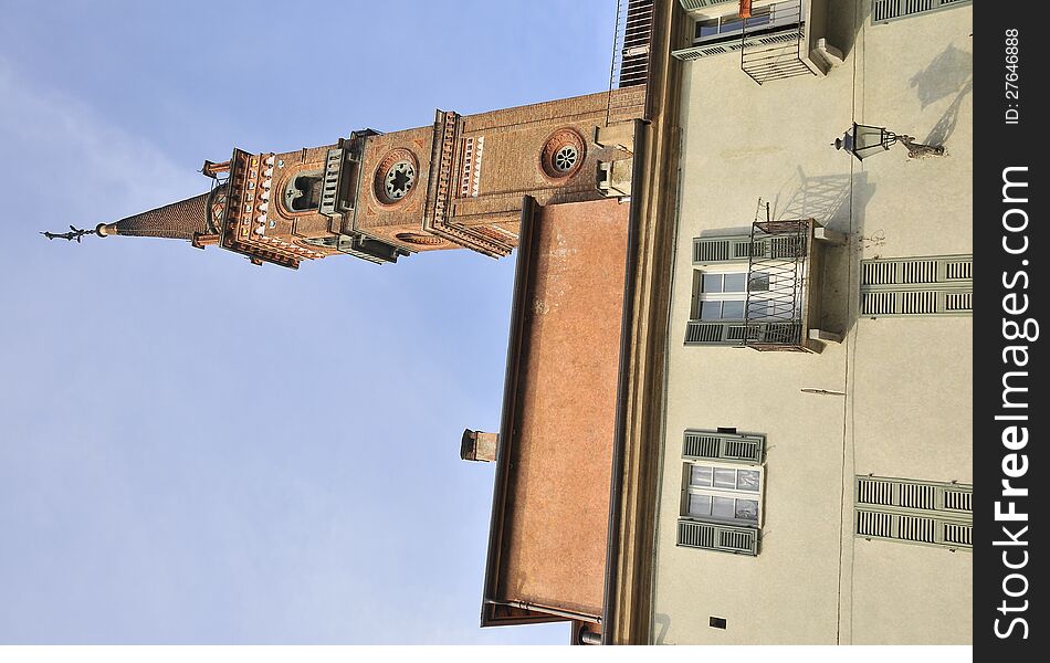 Facade of a church in Cuneo, Italy