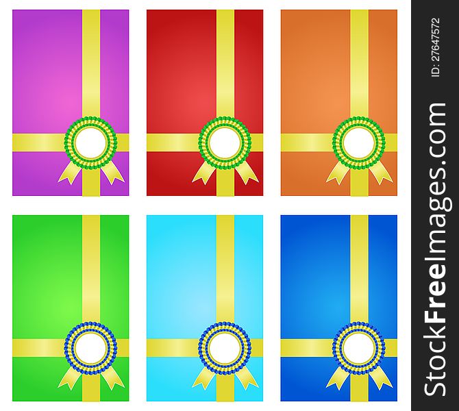 Award ribbons with banner. Color set.