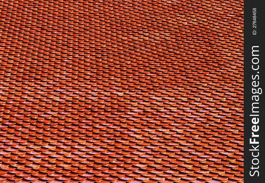 Clay tiles on Thai style roof