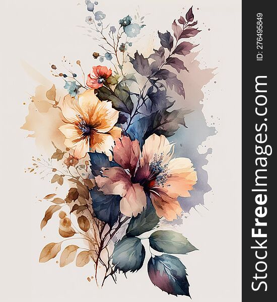 Stunning Flower Bouquet On White Background Digital Art Prints