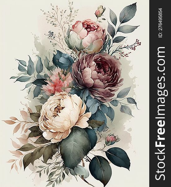 Stunning Flower Bouquet on White Background Digital art prints