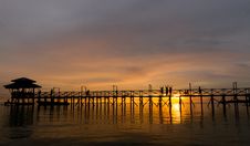 Bridge On Beach In Sunset Royalty Free Stock Photo Bridge On Beach In Sunset Royalty Free Stock Photo