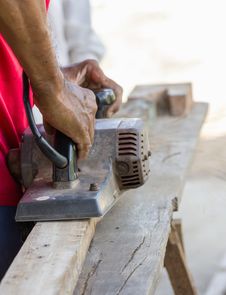 Carpenter Working With Electric Planer Stock Images Carpenter Working With Electric Planer Stock Images