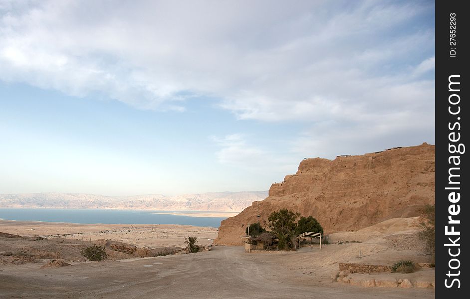 Masada and Dead sea in Israel travel world heritage site. Masada and Dead sea in Israel travel world heritage site