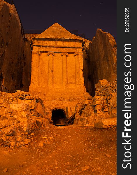 Ancient ruins in old jerusalem in night lights tourism. Ancient ruins in old jerusalem in night lights tourism