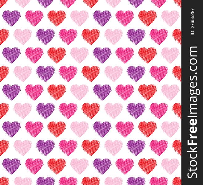 Valentine Seamless Hearts Pattern In Vector