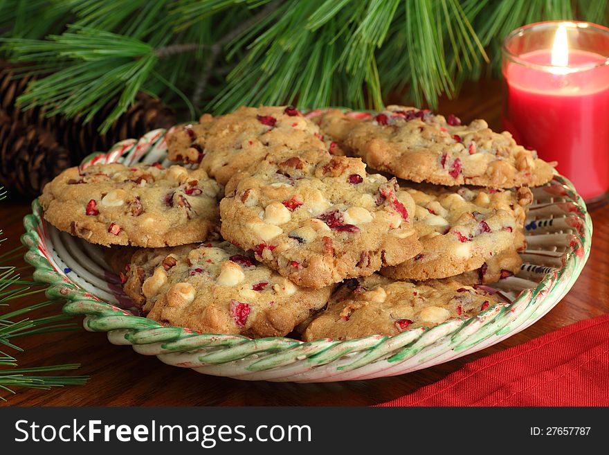 Plate Of Cranberry Christmas Cookies