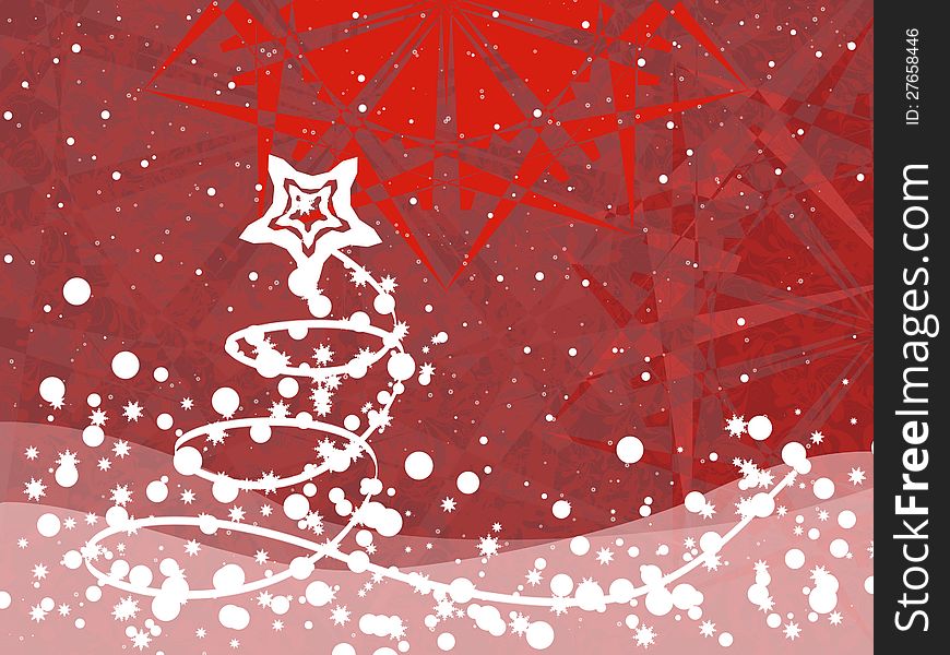 Abstract illustration of red Christmas background with snow. Abstract illustration of red Christmas background with snow.