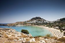 Lindou Bay From Lindos Rhodes Island Royalty Free Stock Photos Lindou Bay From Lindos Rhodes Island Royalty Free Stock Photos