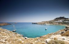 Lindou Bay From Lindos Rhodes Island Royalty Free Stock Images Lindou Bay From Lindos Rhodes Island Royalty Free Stock Images