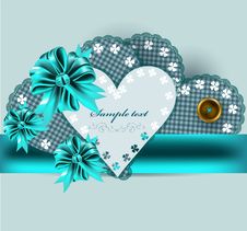 Invitation Blue Vintage Card With Bow And Ribbon Stock Images Invitation Blue Vintage Card With Bow And Ribbon Stock Images