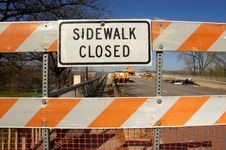 Sidewalk Closed For Bridge Repairs Stock Photo Sidewalk Closed For Bridge Repairs Stock Photo