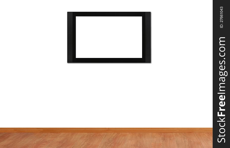 Empty room with television on a white wall. Empty room with television on a white wall.