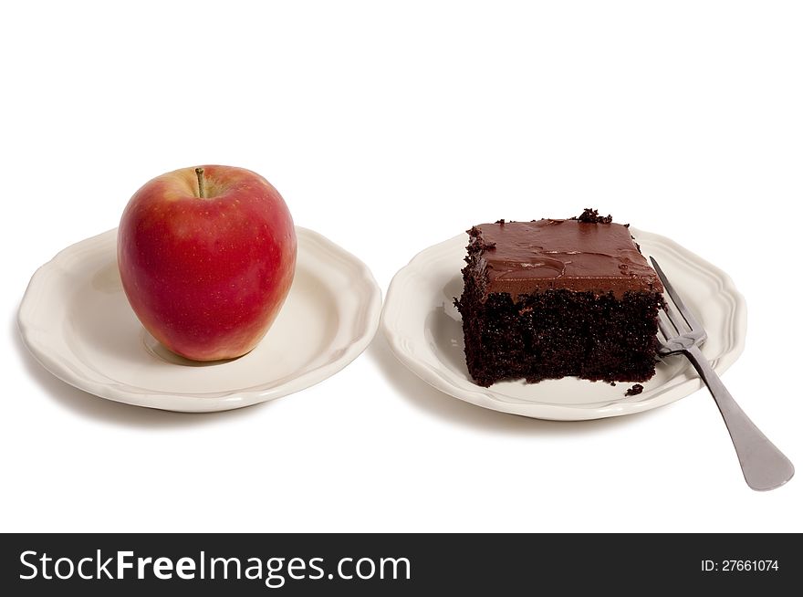 Which to choose: a healthy apple or unhealthy but delicious chocolate cake?. Which to choose: a healthy apple or unhealthy but delicious chocolate cake?
