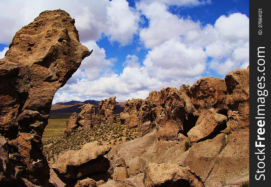 These natural sculptures are the result of weathering of rocks in Andes (Peru)
