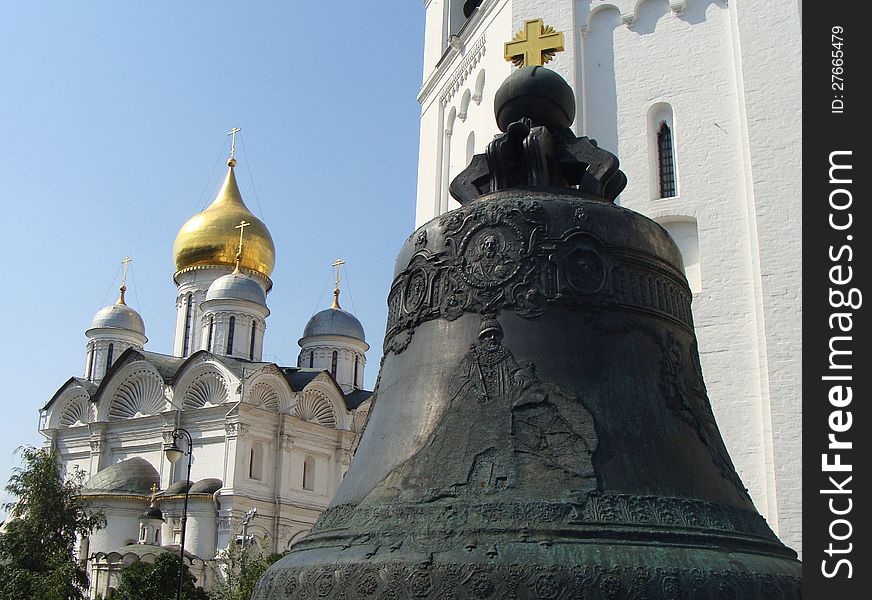 Bronze bell over 6m tall, 17 century, located in Moscow Kremlin, Russia. Bronze bell over 6m tall, 17 century, located in Moscow Kremlin, Russia