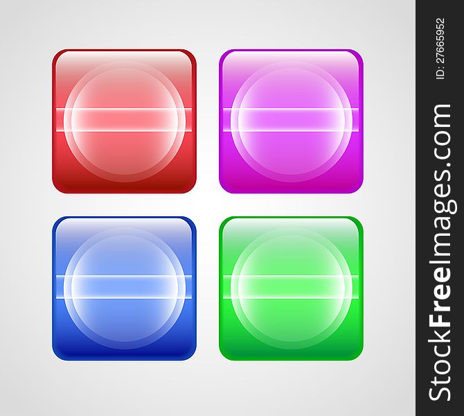 Vector buttons set( red, green, blue, violet ). Vector buttons set( red, green, blue, violet ).