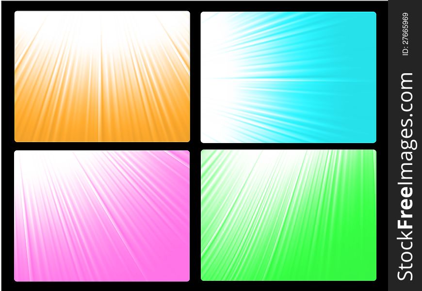 Set of energy burst patterns in different colors.