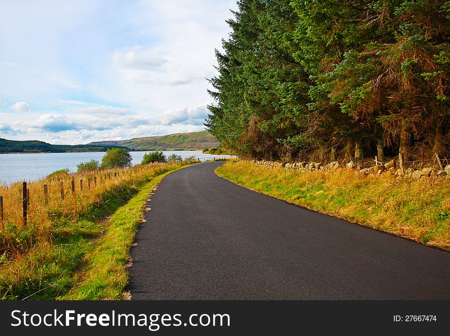 Rural road in the countryside, Scotland