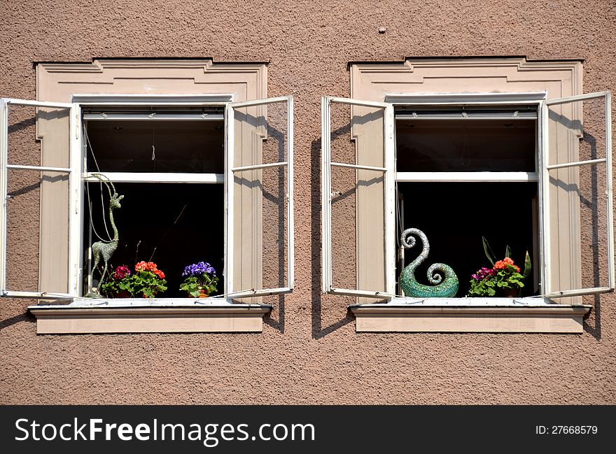 Beautifully decorated windows in Salzburg, Austria. Beautifully decorated windows in Salzburg, Austria