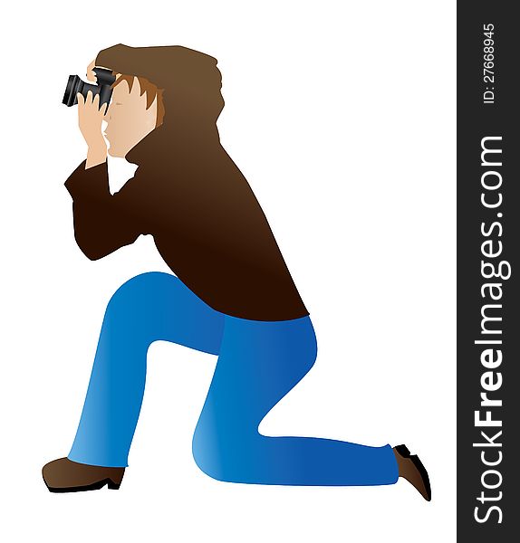 Illustration of abstract photographer taking a photo on white background. Illustration of abstract photographer taking a photo on white background.