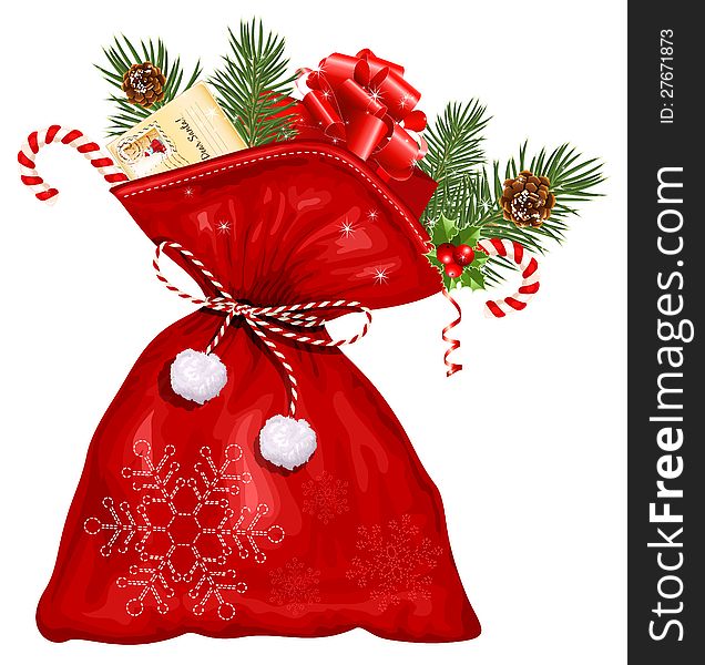 Christmas sack with presents. vector illustration